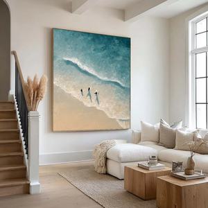 Peinture à l'huile sur toile surdimensionnée peinte à la main, thème Plage et Océan, pour la décoration murale et l'art décoratif esthétique, vente en gros - Product Image 1