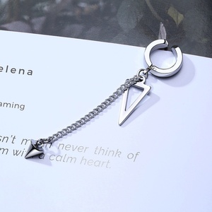 Orecchini a Cerchio Irregolari a Triangolo Lungo con Catena per Uomo, <span class=keywords><strong>Gioielli</strong></span> Rock, i Più Cool Orecchini a Clip a Conchiglia - Product Image 6