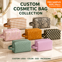 Pochette cosmétique en cuir PU à motifs multicolores, sac à maquillage rectangulaire, trousse de toilette de voyage, logo personnalisé, vente en gros OEM
