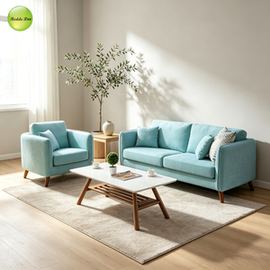 Divano Moderno in Tessuto Leggero 1/2/3 Posti Set Completo con Piedini in Legno Affusolati Stabili <span class=keywords><strong>e</strong></span> Cuscini Decorativi per <span class=keywords><strong>Arredamento</strong></span> Caffè <span class=keywords><strong>e</strong></span> Reception - Product Image 1