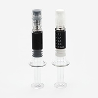 Seringues en verre à piston métallique argenté résistantes à la chaleur pour distillation d'huile, 1 ml, 2,25 ml, 3 ml, 5 ml, avec embout Luer Lock