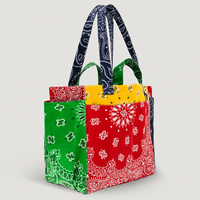 Sac fourre-tout en toile patchwork Paisley OEM, grand format, multicolore, avec poche bandana, pour femme, idéal pour le shopping décontracté