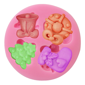 Moldes de silicona para pasteles, juego de 4 piezas con forma de sombrero, hongo, uvas y lazo, para decoraciones de repostería, fácil desmolde - Product Image 1