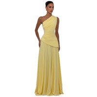 Nouvelle Robe Plissée Style Européen et Américain 2026 à Col Asymétrique, Épaule Unique, Taille Cintrée et Coupe Moulante Tendance