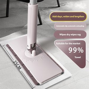 Mopa Plana con Repuesto de Almohadilla de Cambio Automático con un Solo Toque, 25CM, Seca y Húmeda, <span class=keywords><strong>Lavable</strong></span>, con Mango de Acero, para Limpieza de Pisos y Superficies de Madera - Product Image 4