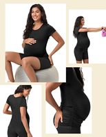92% Poliester + 8% Spandex Kaos Hamil Musim Panas Kerah O Slim Fit Lengan Pendek Warna Solid Bahan Bernapas Grosir