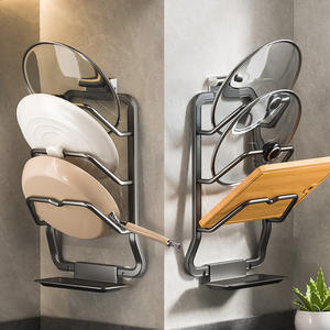 ชั้นวางฝาหม้อติดผนังพร้อมที่วางเขียงความจุขนาดใหญ่หลายชั้นชั้นวางของในครัวดีไซน์เรียบง่ายสำหรับบ้าน - Product Image 1