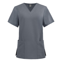 64001 livraison rapide col en V couleur unie Polyester rayonne femmes costumes allaitement blanc uniforme chemises pour femmes