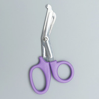 Petite tête coudée en acier inoxydable 14.5cm Bandage médical Ciseaux dentelés en acier inoxydable Ciseaux à pansement paramédical extérieur