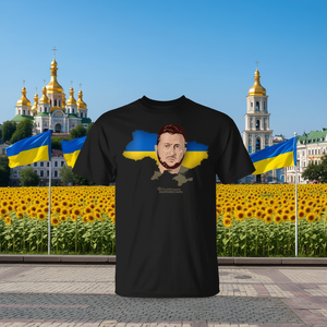 T-Shirt Unisex con Mappa dell'Ucraina di Volodymyr Zelenskyy, Girocollo, Manica Corta, Stampa Digitale, Abbigliamento Promozionale - Product Image 2