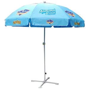 סיטונאי באיכות גבוהה בד כפול שכבה מטריית ריהוט חוץ מטריות שמש עמיד בפני UV מטריית חוף עם גדילים