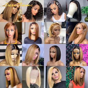 Pelucas de Cabello Humano Peruano Corto Tipo Bob Sin Pegamento, Peluca de Cabello Humano Rizado 613 Tipo Bob, Pelucas Cortas Tipo Bob de Cabello Humano Virgen Peruano - Product Image 6