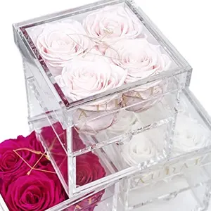 YAGELI Acrylic Flower Box For Flower Packaging Boxes Wholesale Transparent Rose Flower Box Acrylic Lid