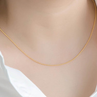 Or jaune 18 K AU750 or perle chaîne collier boule ronde collier chaîne femmes 18 carats clavicule collier 16''18'' italie bijoux