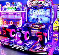 Simulateur de course automobile dynamique 3 joueurs, machine d'arcade à monnayeur avec écran LCD HD pour centres de jeux et salles de divertissement (FEC)