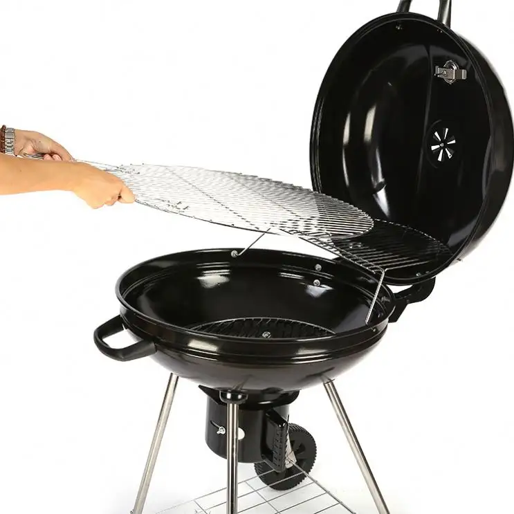 Big 22 pouces barbecue bouilloire gril au charbon de bois-noir pour jardin