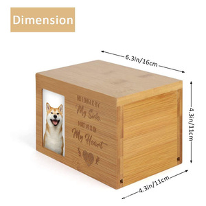 Pet Memorial Wooden <b>Urn</b> With Photo Frame Rectangle Bamboo 16x11x11cm Durable Pet Casket For Dog <b>Cat</b> Memorial Box - Product Image 3