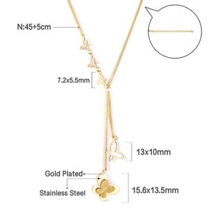 Collar de Acero Inoxidable Chapado en Oro de 18K con Colgante en Capas, Cadena con Borlas, Collar de Mariposa Minimalista y Delicado para Mujer - Product Image 3