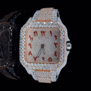 Montre en quartz moissanite ronde de qualité supérieure, élégante et étincelante, avec bracelet confortable et haute performance fiable - Product Image 2