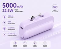 Batterie externe ultra-fine de 5000 mAh, chargeur rapide PD Type C 22,5 W, chargeur portable compact, OEM ODM, logo personnalisé, vente en gros