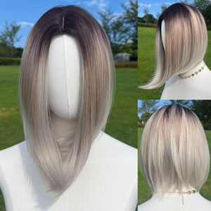 Kısa düz Bob sentetik sentetik peruk kahverengi sarışın degrade kadın Peruque mahkemeler corcas Corta Perucacurta - Product Image 3