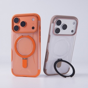 เคสโทรศัพท์มือถือแบบแม่เหล็กเนื้อแมตต์โปร่งแสงสุดหรูสำหรับ iPhone 18 15 16 17 Pro Max พร้อมขาตั้งวงแหวนโลหะ ป้องกันการกระแทก - Product Image 1