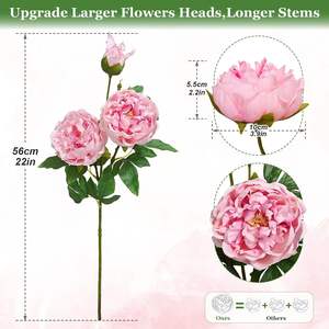 Pintura al Óleo de Tallo Único, Peonía Artificial de Seda en Tonos Pastel, Decoración para el Hogar de 47 cm, Halloween, Pascua, Año Nuevo, Navidad, Día de San Valentín - Product Image 4