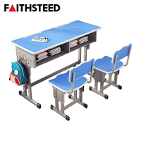 Prix d'usine – Ensemble bureau et chaise double gris réglable en hauteur pour l'étude des élèves en classe et la formation
