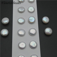 Perles plates rondes de 10 mm de bonne qualité, perles d'eau douce naturelles blanches sans trou, perles en vrac pour la fabrication de bijoux, colliers, bracelets