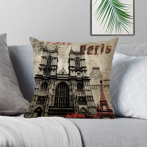 ใหม่สไตล์อังกฤษลอนดอนสิ่งทอหน้าแรกตกแต่งโซฟาผ้าฝ้ายวินเทจผ้าลินินสีชมพูหมอนสีแดง - Product Image 4