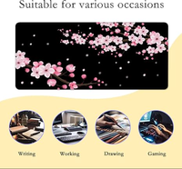 Tapis de bureau japonais rose fleur de cerisier, tapis de souris long noir, tapis de bureau mignon pour bureau,