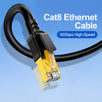 Kabel Ethernet D-Sunty CAT8 SFTP Hitam Putih PVC LSZH Jacket 99.97% Tembaga Murni Konduktor Padat RJ45 Berlapis Emas
