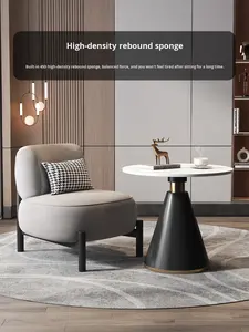 <span class=keywords><strong>Fauteuil</strong></span> moderne crème - Canapé simple en daim pour salon, hôtel et salle de séjour - Product Image 4