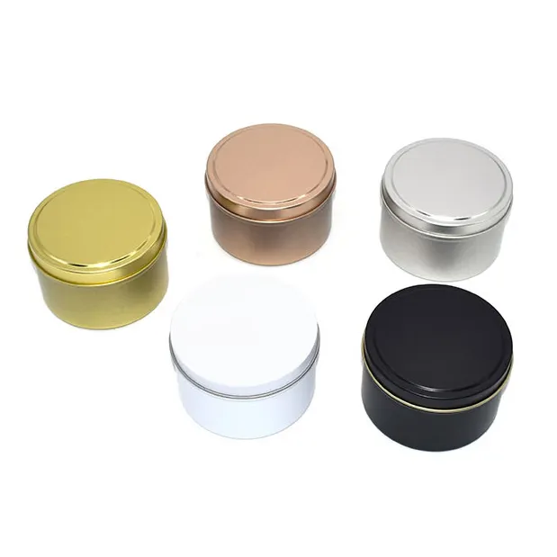 Wholesale 2oz 4oz 6oz 8oz Empty Round Scented Decorative Packaging Rose Gold Tin Can Container Jars Travel Black Candle Tins