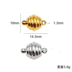 Boucle magnétique filetée en acier inoxydable, or 18 carats, forte résistance à la décoloration, accessoires de bijoux DIY, vente en gros - Product Image 3