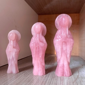 Wholesale Natural Rose Quartz Polished Virgin <strong>Mary</strong> Statues Crystal Semi <strong>Precious</strong> Stones - Product Image 4
