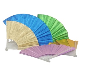 Shimmering Silver Sequin <b>Hand</b> <b>Fan</b> 33cm Foldable Plastic Handle Glamorous Party Cosplay & Photo Props for New Year - Product Image 2