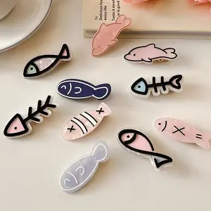 DOMOHO Sweet Style Small Fish Bone Hairpin Ocean Series Clip for Girls 'Bangs楽しい樹脂とプラスチック製のヘアクリップ