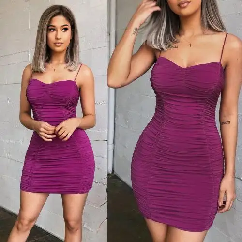 セクシーなオフショルダーセクシーなドレス紫の女性夏のための異なるサイズ