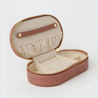 Organisateur de bijoux en velours de forme ovale, boîte de rangement à fermeture éclair pour colliers et boucles d'oreilles, étui de voyage en velours pour femmes, cadeau