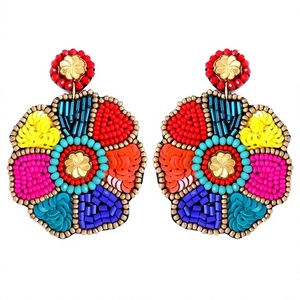 Boucles d'oreilles pendantes bohèmes pour femmes, perles colorées, style classique, bijoux d'anniversaire - Product Image 1