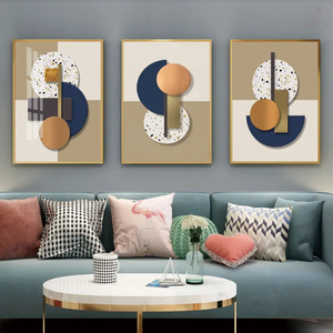 Bán buôn trừu tượng vải vàng Áp phích tường nghệ thuật hiện đại sang trọng phòng khách trang trí nội thất trừu tượng triptych pha lê sứ sơn - Product Image 5