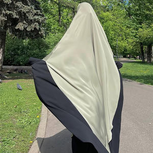 定制哑光缎子马克西长圆形一层Khimar Eid斋月温和穆斯林妇女伊斯兰批发领带背祈祷Khimar - Product Image 5