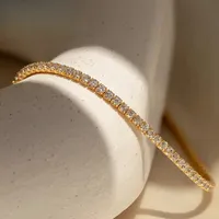 Bracelet Tennis Minimaliste Scintillant en Cristal, Acier Inoxydable Couleur Or pour Cérémonies de Mariage et Célébrations Féminines, Cadeau EManco