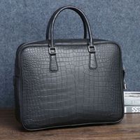 Grande mallette mate à motif crocodile, sac à main pour homme, sac pour ordinateur et documents, sac pour homme de grande taille