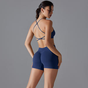 Ensemble de vêtements de sport à dos nageur OEM-Tenue d'entraînement sans couture évacuant l'humidité 2 pièces en vrac - Product Image 4