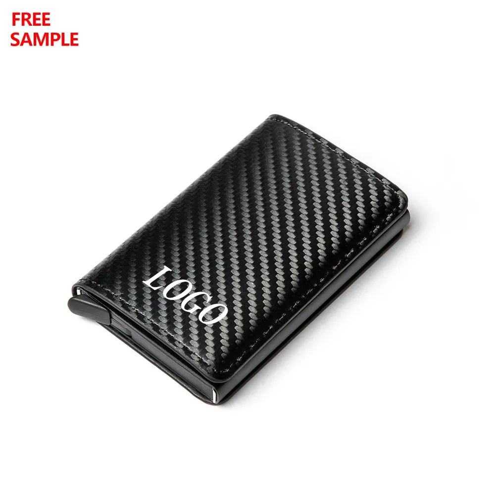 2022 Amazon Hot Sale Rfid blocking Slim Wallets Men Aluminum Box Pop-up Credit Card Holder Ultra Metal Carbon Fiber Card Holder