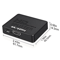Splitter 4K60Hz V2.0 1 Input 2 Output 1X2 Dual Display 2 Port HUB Repeater Amplifier untuk PS4 PS5 AppleTV HDTV