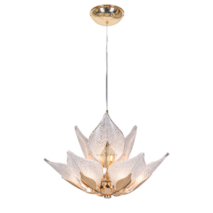 Casa moderna del candeliere di cristallo di lusso del salone del candeliere floreale dell'oro di champagne - Product Image 1