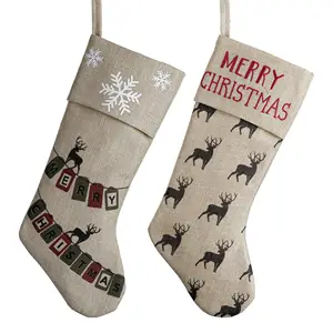 Eaglepresentes para decoração natalina, meias de floco de neve e rena, para presentes de decoração natalina, meias penduradas na árvore de natal